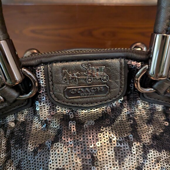 COACH OCELOT LEOPARD SEQUIN SOPHIA HANDBAG/ CROSSBODY BAG BRONZE #18638 - Picture 9 of 12